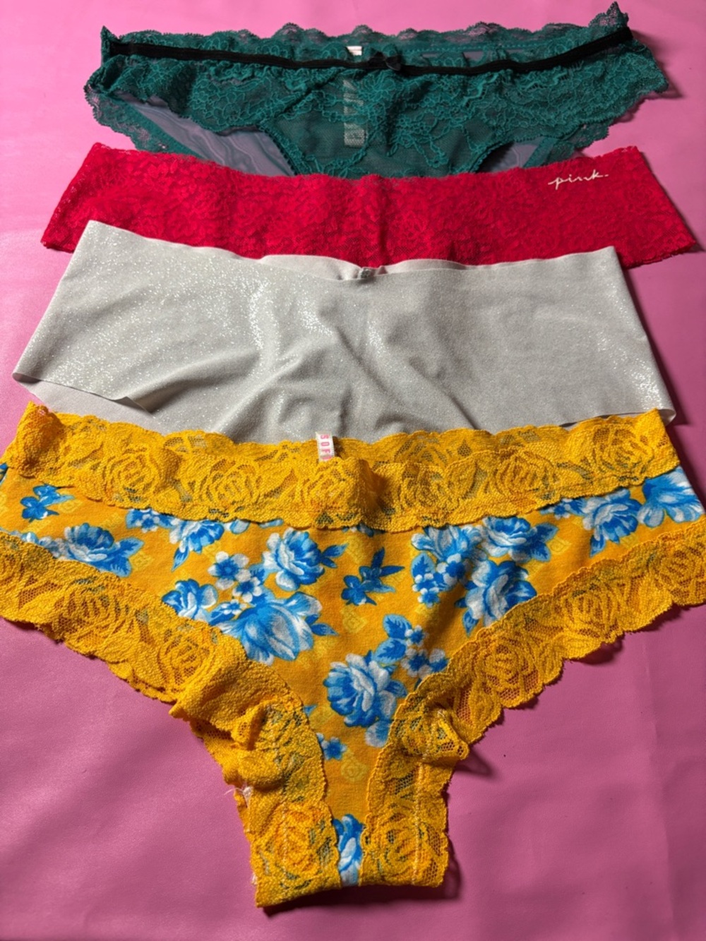 Victoria's Secret  Lace-Trim Floral & Solid Briefs - Multi Color Pack